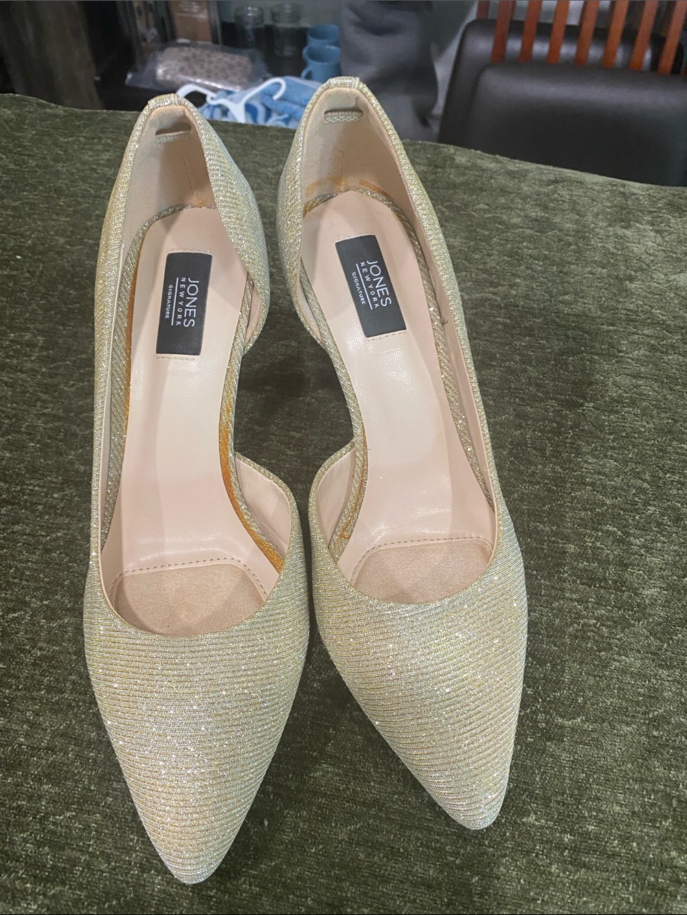 Jones New York Champagne Glitter Pointed Toe Pumps